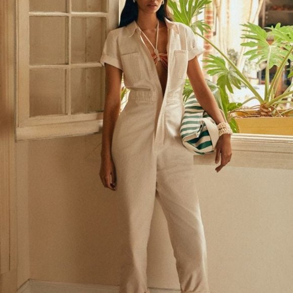 Urban Outfitters Take Flight Ivory Jumpsuit-Small - Picture 3 of 9